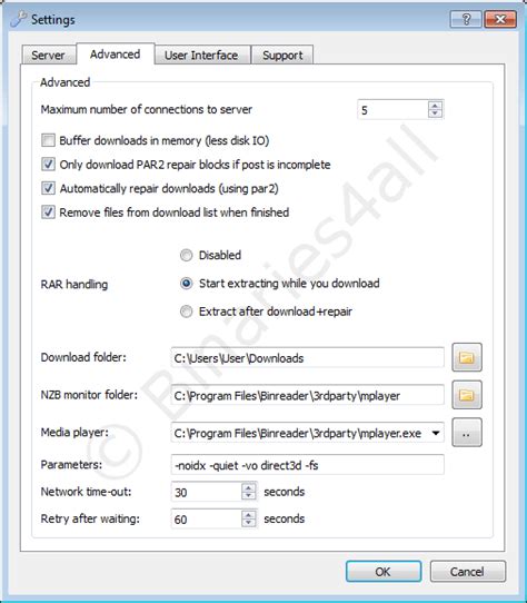 Binreader tutorial - Configuration | Binaries4all Usenet Tutorials