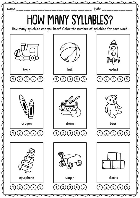 19 Print Syllable Worksheets Kindergarten | Syllable worksheet ...