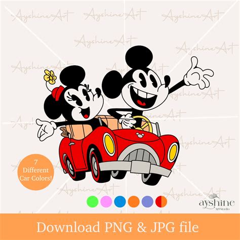 Mickey and Minnie Trip Png, Mickey Car PNG, Family Trip Jpg, Mickey ...