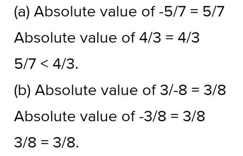 Compare the absolute value of the rational numbers in the 3/-7 and -3/7 ...