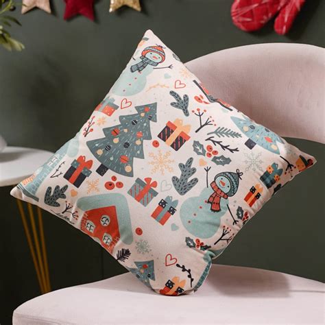 Winter Graphic Velvet Cushion Cover 16 X 16 Inch