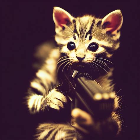 Cat With Gun Wallpaper