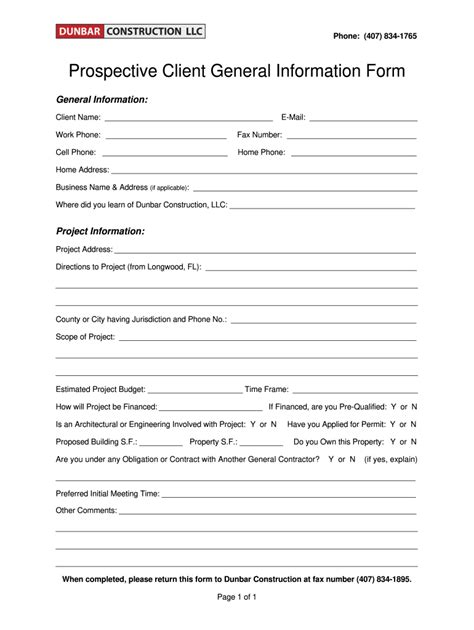 2008-2026 FL Dunbar Construction Prospective Client General Information ...