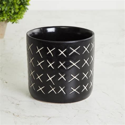 Buy Fiesta Black Printed Ceramic Round Planter from Home Centre at just ...
