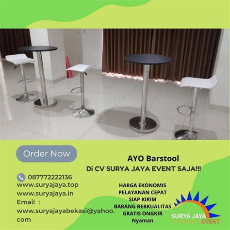 Sewa Meja Barstool Lengkap Plus Cover Pita Untuk Event