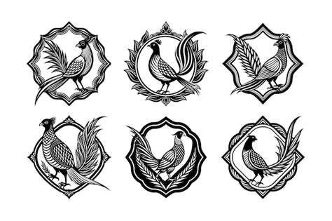 Set de logo de faisans dorés étiquetés illustration de conception ...