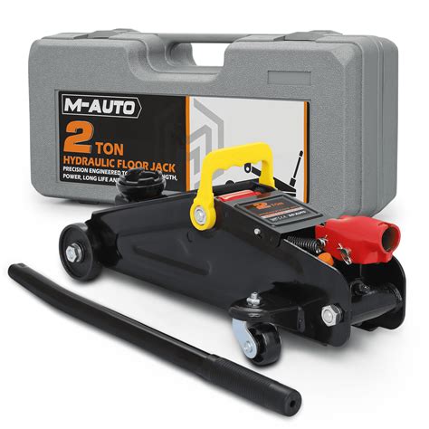 M-AUTO 2 Ton Black Hydraulic Floor Jack, Heavy Duty Car Trolley with ...