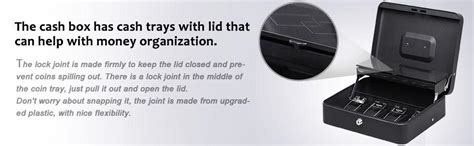 Drofail Metal Money Safe Box Locking Large Metal Cash Box with Money ...