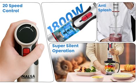 Buy INALSA Hand Blender Mixer|1800W DC Motor|Chopping,Whisking,Frothing ...