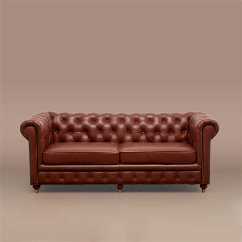 Buy Genuine Leather Chesterfield Three Seater Sofa Online - Three Sixty