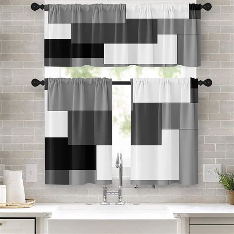 Amazon.com: Tayney Black Grey Kitchen Curtains Dark Grey Window ...