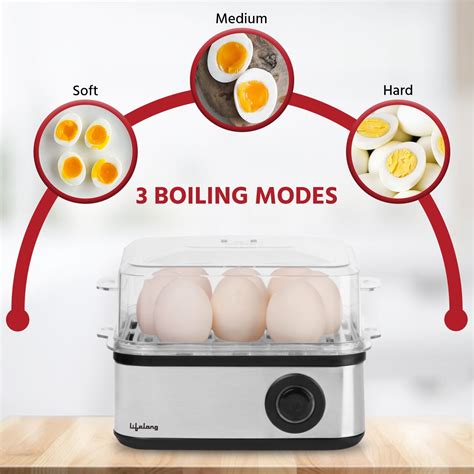 Lifelong Electric Egg Boiler | 8 Eggs | 3 Modes | Auto Off | Poacher ...