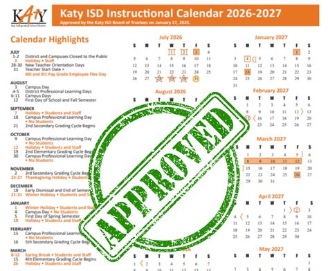 Katy ISD Board of Trustees Approves 2026-2027 Instructional Calendar ...