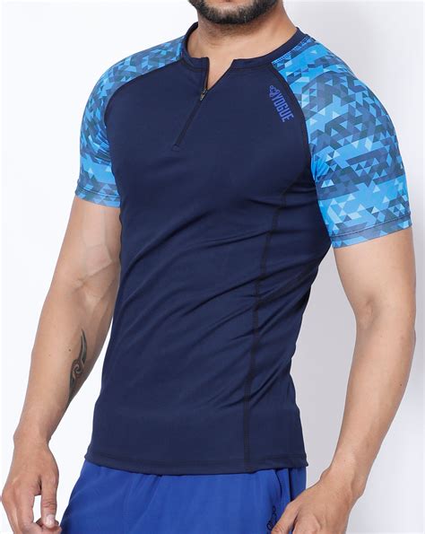 Navy Triangles Compression T-Shirt - Yogue Activewear