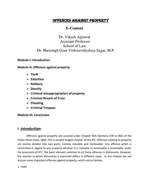 Crimes against property - Offences Against Property E-Content Dr ...
