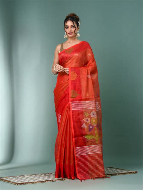 Red Texture Design Tissue Soft Saree – Charukriti