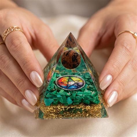 Buy Green Orgonite Pyramid With Crystal Chips, Pentagram Energy ...