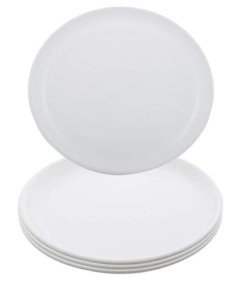 Heart Home 4 Pieces Unbreakable Round Plastic Microwave Safe Dinner ...