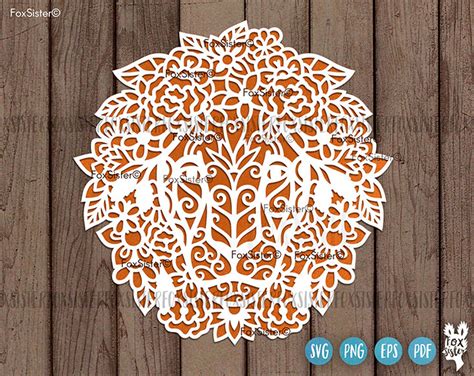 Floral Lion Head Svg Vector Cut File Template, Big Cat Svg, Lion Svg ...