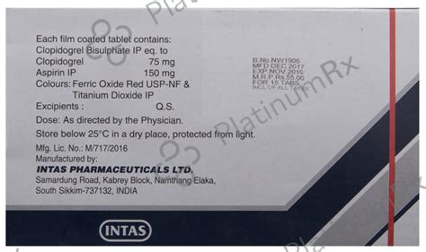 Clavix AS 150/75mg Tablet 15s: View Uses, Side Effects, Price and ...