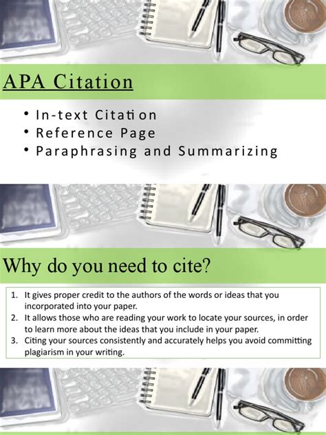 APA Citation: - In-Text Citation - Reference Page - Paraphrasing and Summarizing | PDF ...