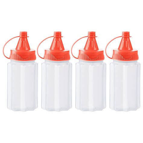 Beautynvta 4 Pcs Plastic Small Squeeze Bottles, Kitchen Condiment ...