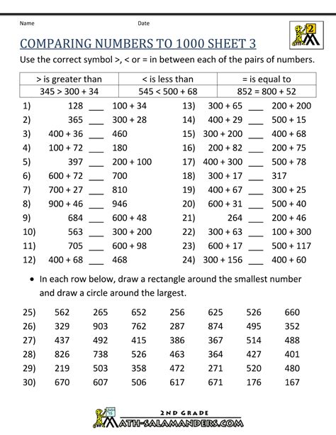 Image result for Comparing Numbers Worksheet Grade 4
