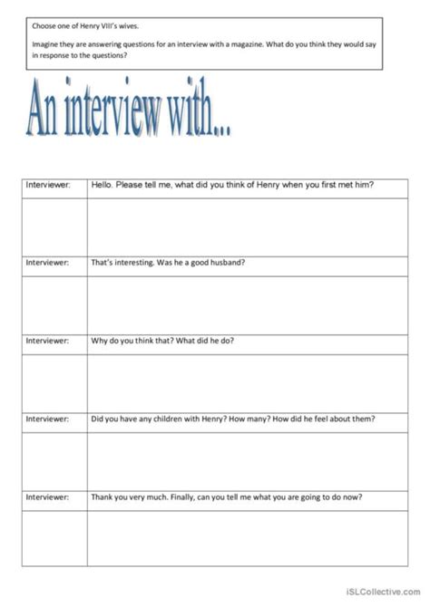English Interview Worksheet 的图像结果