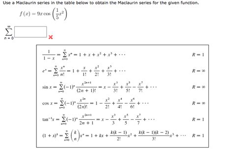 Solved Use a Maclaurin series in the table below to obtain | Chegg.com