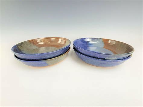 Wild River Studio Pottery Pasta Bowl Herb Roth Blue & Rust 9" Set of 4 ...