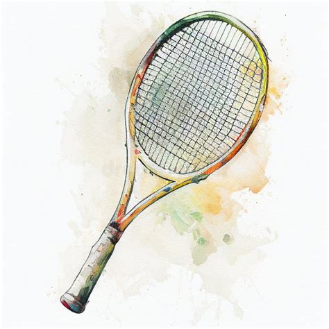 Tennis Racket Drawing Generative AI Stock Illustration - Illustration ...
