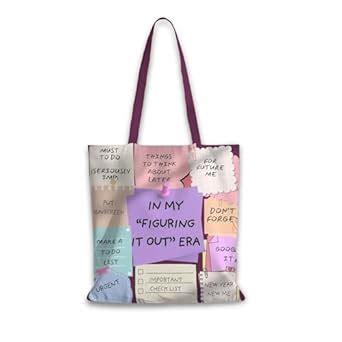 Ownforever Canvas Tote Bag with Zipper, Spacious Design, Sticky Notes ...