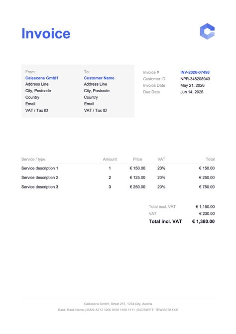 Free Microsoft Excel Invoice Templates (.xlsx) | Billpal