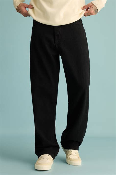 FREAKINS Men's Black Wide Jeans - Embrace Comfort & Style