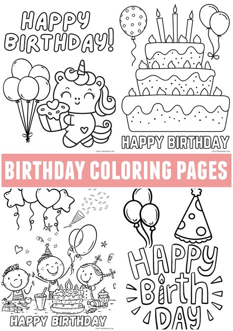 Kawaii Happy Birthday Coloring Pages