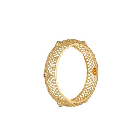 Buy Adwitiya Women Gold Plated Pink and Green Stone Studded Kada Online