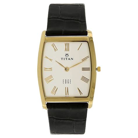 Titan Edge Silver Tonneau Dial Analog Leather Strap Watch For Men – The ...
