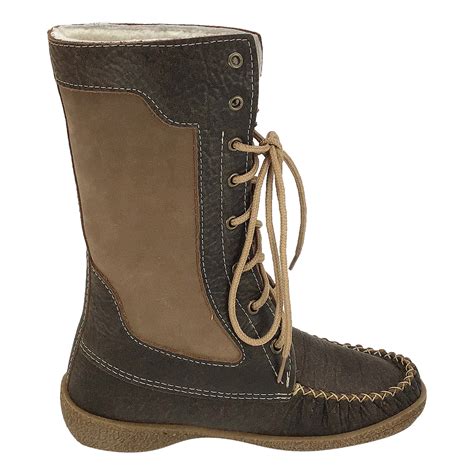 Women's 12" Snowshoe Old Brown Insulated Mukluk Winter Moccasin Boots ...