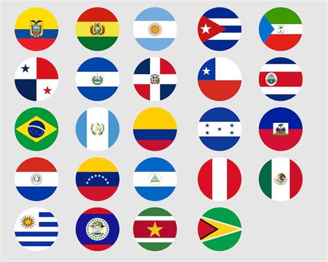 Buy Latin America Country Round Flags SVG Bundle Set, Countries Circle ...