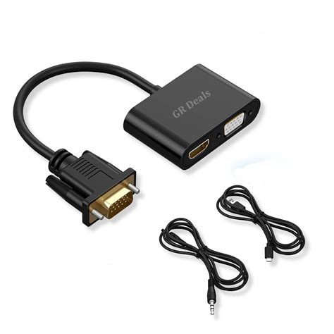 GR Deals VGA to HDMI VGA Adapter, 15 Pin to HDMI with Audio Micro Power ...