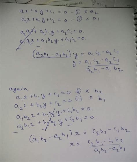 For a given pair of linear equations a1x + b1y + c1 = 0 a2x + b2y + c2 ...