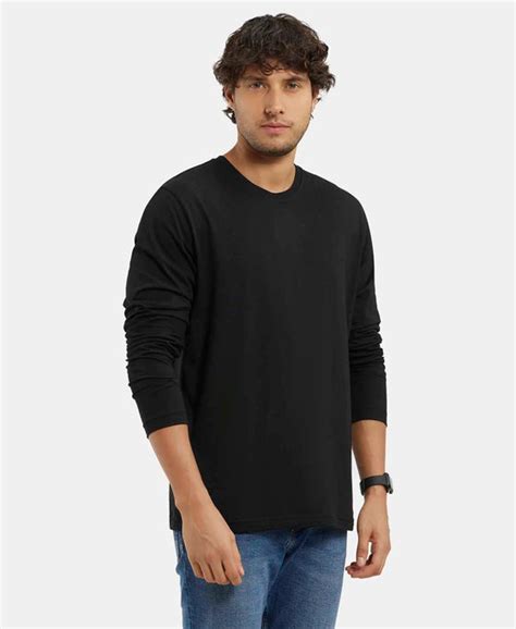 Buy Super Combed Cotton Rich Solid Round Neck Full Sleeve T-Shirt ...