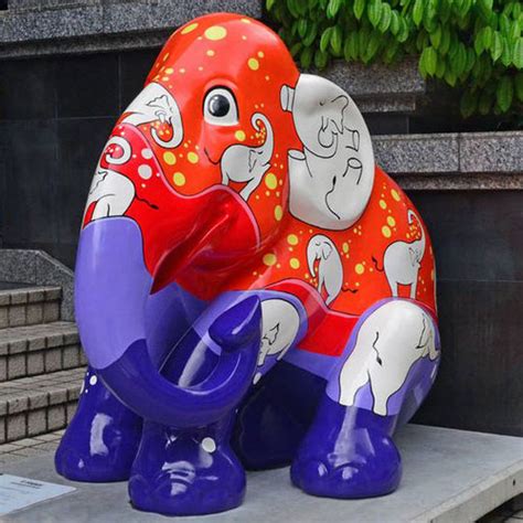 玻璃钢彩绘大象 - 广州市顺艺景观雕塑工艺品有限公司