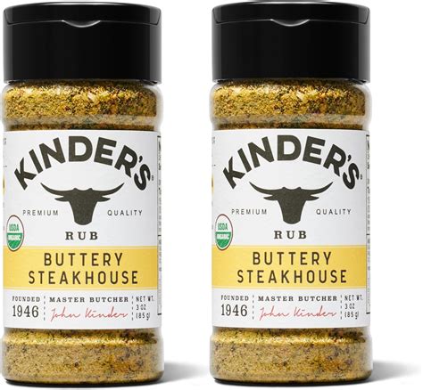 Kinder's Organic Buttery Steakhouse Rub, Premium Quality Seasoning, MSG ...
