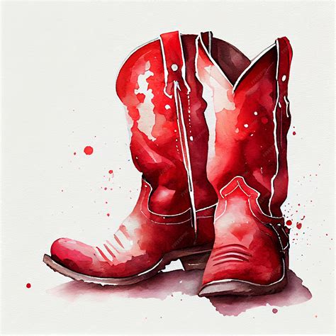 Premium AI Image | A watercolor painting of a red cowboy boot.