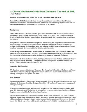 Fillable Online A Church Mobilisation Model from Zimbabwe The work of ...