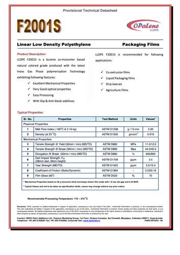 LLDPE Virgin Granules & Polymers - F0120L HMEL LLDPE Film grade ...