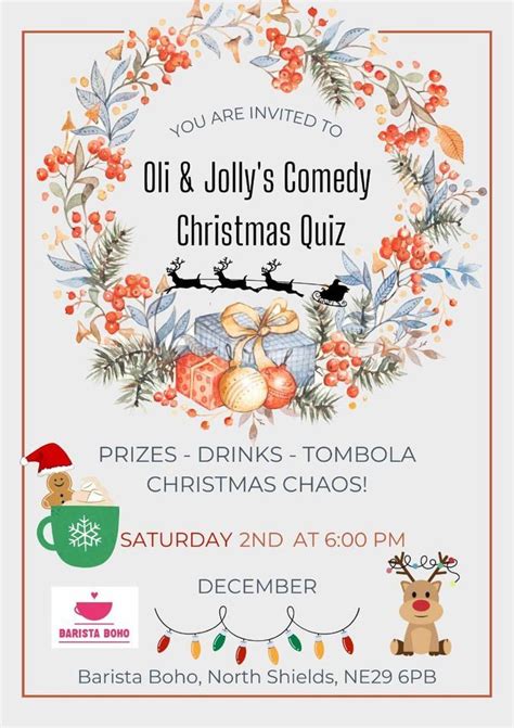 Oli & Jollys Comedy Christmas Quiz, Barista Boho, Saville Street/112 ...