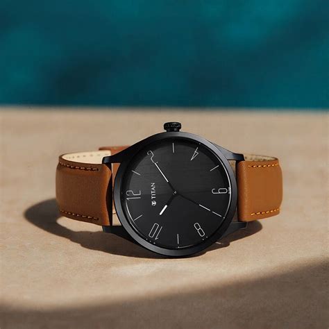 Buy Online Titan Quartz Analog Black Dial Leather Strap Watch for Men ...