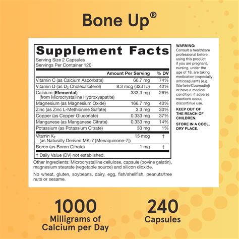 Jarrow Formulas BoneUp - 240 Capsules - 120 Servings - For Bone Support ...